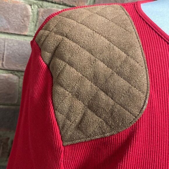 Lauren Ralph Lauren Red Quarter Sleeve Patch Top Size XL - Picture 3 of 6